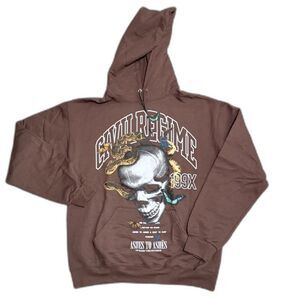 Civil Regime Hoodie Medium Brown Skull Snake Butterflies Ashes To Ashes 199X